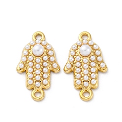 Настоящее золото 18K 304 подвески-браслеты из нержавеющей стали в форме руки хамса, с белым абс пластиком имитация жемчуга, ионное покрытие (ip), реальный 18 k позолоченный, 22x12.5x5 мм, отверстие : 1.6~1.8 мм