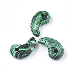 Малахит Синтетического малахита подвески, Магатама, 30x18x8~11 мм, отверстие : 3~4 мм