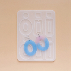 White DIY Dangle Earring Silicone Molds, Resin Casting Molds, for UV Resin, Epoxy Resin Jewelry Making, Mixed Shapes, White, 164x123x5mm