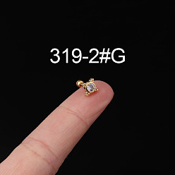 Звезда 316l серьги из хирургической нержавеющей стали с прозрачным кубическим цирконием для хряща, золотые, звезда, 6 мм, штифты : 0.8 мм