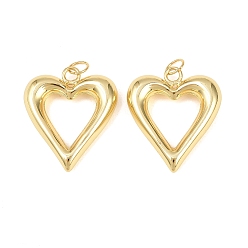 Настоящее золото 18K Латунные подвески, сердце прелести, стойки покрытие, долговечный, без кадмия и без свинца, реальный 18 k позолоченный, 29x25.5x5 мм, Перейти кольцо: 6x1 мм, внутренний диаметр: 4.5 мм