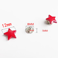 Красный Набор заклепок из сплава, звезда, для кошелька сумка обувь панк-рок кожаный ремесленный ремень для одежды, платина, красные, 12x12 мм