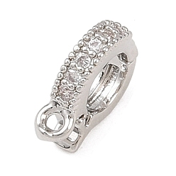 Платина Латунные микро проложить кубического циркония кулон поручительств, без кадмия и без свинца, стойки покрытие, долговечный, платина, 9x2.5x7 мм, отверстие : 1.1 мм