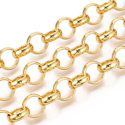 Золотой Латунные цепи Роло, несварные, с катушкой, золотые, 12x4 мм, около 16.40 футов (5 м) / рулон