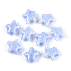 Васильковый Фарфоровые бусины ручной работы, морская звезда, яркие глазированный фарфор, васильковый, 11.5~12x10.5x6 мм, отверстие : 1.8~2 мм