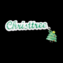 Medium Sea Green Christmas Theme Opaque Resin Cabochons, with Platinum Tone Iron Loops, Christmas Tree, Medium Sea Green, 84x38x5.5mm