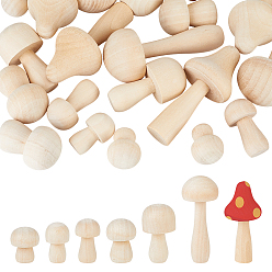 Цвет Древесины 35шт. 7 стили, неокрашенная натуральная деревянная отделка, гриб, деревесиные, 30~103x21~46.5 мм, 5 шт / стиль