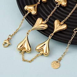 Золотой 304 ожерелья из нержавеющей стали в форме сердца для женщин, золотые, 21.73 дюйм (55.2 см)