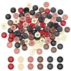 (52) Непрозрачная лаванда 120 шт 6 цвета 4 пуговицы из пластмассы с отверстиями, плоско-круглые, разноцветные, 15x3.8 мм, отверстие : 1.8 мм, 20 шт / цвет