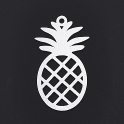 Серебро Алюминиевые большие подвески, Лазерная резка больших подвесок, ананас, серебряный цвет гальваническим, 53x30x1 мм, отверстие : 3 мм