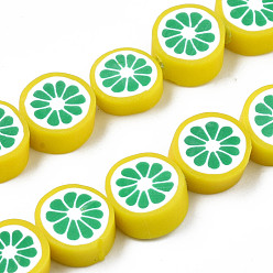 Средний Морско-зеленый Ручной полимерные нити глины шарик, ломтик лимона, средний морской зеленый, 8~10x3.5~4.5 мм, отверстие : 1.6 мм, около 38~40 шт / нитка, 13.98 дюйм ~ 15.55 дюйм (35.5~38 см)