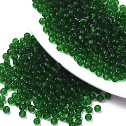 Зеленый 6/0 прозрачное стекло бисер, круглые, зелёные, 4x3 мм, отверстие : 1 мм, около 4500 шт / упаковка
