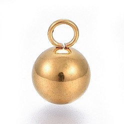Золотой 201 подвески из нержавеющей стали, круглые, золотые, 11x8 мм, отверстие : 2 мм