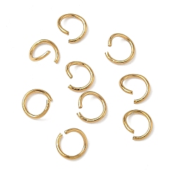 Настоящее золото 18K 304 из нержавеющей стали открыты кольца прыжок, круглые, ионное покрытие (ip), реальный 18 k позолоченный, 7x0.8 мм, внутренний диаметр: 5.7 мм