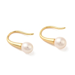 Real 18K Gold Plated Sterling Silver Dangle Earrings, with Natural Pearl,  Jewely for Women, Round, Real 18K Gold Plated, 19x6mm