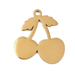 Золотой 304 подвески из нержавеющей стали, вишневое очарование, золотые, 27.5x26x1.5 мм, отверстие : 2 мм