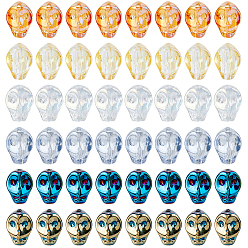 Mixed Color 72Pcs 6 Colors Electroplate Glass Beads, Skull, Mixed Color, 10x8x7.5mm, Hole: 1mm, 12pcs/color