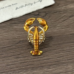 Шоколадный Сплав манжеты кольца, с эмалью, омар, золотой свет, цвет шоколада, 41.5x27.5 мм