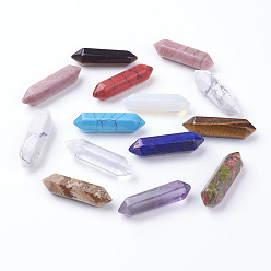 Смешанные камни Натуральный и синтетический драгоценный камень два целебных камня, палочка для медитативной терапии, уравновешивающая энергию рейки, нет отверстий / незавершенного, точки с двойным завершением, 28~35x8 мм