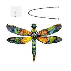 (932FM) Темно-синий аква-матовый с подкладкой Стрекоза железный настенный декор, для сада, крыльца, патио, балкона, украшения, с цепью и крючком, темно-золотистые, 201x305 мм