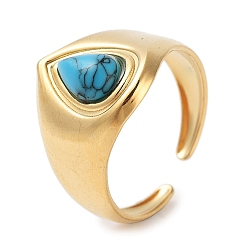 Синтетическая Бирюза Ионное покрытие (ip) 304 кольцо из нержавеющей стали, регулируемые синтетические бирюзовые кольца, 15 мм, внутренний диаметр: регулируемый