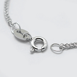 Platinum Rhodium Plated 925 Sterling Silver Chain Necklaces, with Spring Ring Clasps, with 925 Stamp, Platinum, 20 inch(50cm)x0.25mm