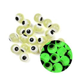 Шампанско-Желтый Светящиеся и печатные непрозрачные акриловые бусины, круглый глаз, светится в темноте, шампанское желтый, 6 мм, отверстие : 1.6 мм