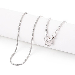 Платина 1мм железные круглые ожерелья-змейки, платина, 16.14 дюйм (41 см)