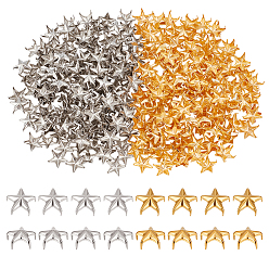 Платиновый & Золотой 400шт. 2 цвета сплава заклепки, звезда, платиной и золотом, 9.5x10x5.5 мм, 200 шт / цвет