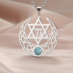 Нержавеющая Сталь Цвет 304 ожерелья из нержавеющей стали с полой звездой Давида и подвеской Чай для женщин, цвет нержавеющей стали, 17.72 дюйм (45 см)