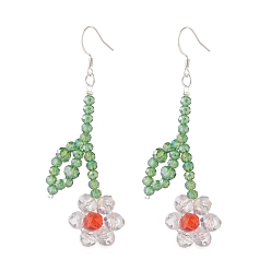 Colorful Flower of Life Long Dangle Earrings, Wire Wrapped Jewelry for Women, Colorful, 78mm, Pin: 0.8mm