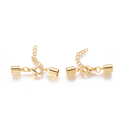 Золотой 304 удлинитель цепи из нержавеющей стали, с концами шнура и застежками из сплава омара, золотые, 36 мм, удлинительная цепь: 26x3 мм, конец шнура: 10x6 мм, внутренний диаметр: 5 мм, застежка : 12x7x3.5 mm