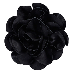 Черный Броши-цветы из полиэстера, с железными контактами, для шитья украшений, чёрные, 175x40 мм