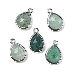 Клубничный Кварц Подвески из натурального окрашенного клубничного кварца с огранкой, стойки с позолоченными латунными подвесками-каплями, 14x9.5x4 мм, отверстие : 1.4 мм