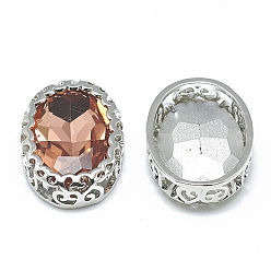 Светлый Бургундский Шить на горный хрусталь, многожильных ссылки, стекло горный хрусталь, с латунной фурнитурой платинового цвета, аксессуары для одежды, овальные, светлый бордовый, 16.5x12x6 мм