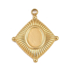 Rhombus 304 Настройки кабошон из нержавеющей стали кулон, реальный 18 k позолоченный, ромб, лоток : 8x6 мм, 23x19x2 мм, отверстие : 1.8 мм