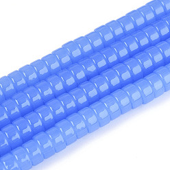 Васильковый Стеклянные бусины, имитация нефрита , плоско-круглые, васильковый, 6~6.5x3~3.5 мм, отверстие : 0.8 мм, около 114~116 шт / нитка, 14.76~14.96 дюйм (37.5~38 см)
