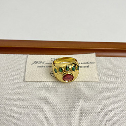 Золотистый Кольца из сплава стразов, эмали и акрила, слеза, золотые, золотые, внутренний диаметр: 20 мм