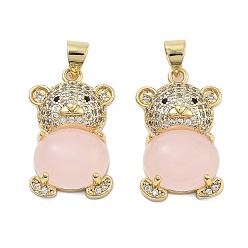 Настоящее золото 18K Покрытие стойки латунь микропаве прозрачные подвески из кубического циркония, подвески-медведи с синтетическими драгоценными камнями, долговечный, без кадмия и без свинца, реальный 18 k позолоченный, 22x14x6 мм, отверстие : 4x3.5 мм