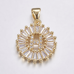 Letter H Долговечные покрытые и стойки латунные микропроволочные кубические буквы из циркония, плоско-круглые, реальный 18 k позолоченный, letter.h, 19x15.5x2.5 мм, отверстие : 3.5x4 мм