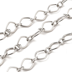 Нержавеющая Сталь Цвет 304 цепи овальные из нержавеющей стали, несварные, с катушкой, цвет нержавеющей стали, 11.5x9x1.2 мм
