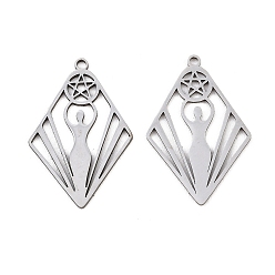 Нержавеющая Сталь Цвет 201 подвески из нержавеющей стали, оберег тройной богини луны, цвет нержавеющей стали, 27.5x18.5x1 мм, отверстие : 1.4 мм