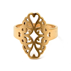 Golden Ionenplattierung (ip) 201 Edelstahl oval mit Blume dicker Fingerring für Damen, golden, us Größe 6 1/4 (16.7 mm)