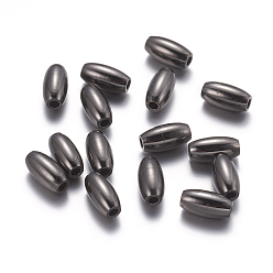 Черный Цвет Металла Латунные бусины, долговечный, рис, без кадмия и без свинца, металлический черный , 7x4 мм, отверстие : 1 мм