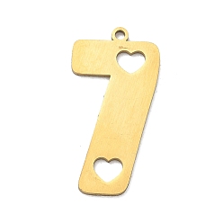Golden 201 Stainless Steel Pendants, Number 7 with Heart Cutouts Charms, Golden, 27x13.5x1mm, Hole: 1.5mm
