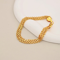 Настоящее золото 18K Браслеты из латунных сеток для женщин, реальный 18 k позолоченный, внутренний диаметр: 7-5/8 дюйм (19.5 см)