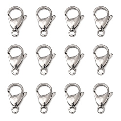 Нержавеющая Сталь Цвет Не тускнеет, полируется 316 хирургическая нержавеющая сталь застежки-лобстеры, застежки на спусковой крючок, цвет нержавеющей стали, 19x12x5 мм, отверстие : 3 мм