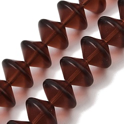 Tan Frosted & Baking Paint Transparent Glass Beads Strands, Rondelle, Tan, 14x10mm, Hole: 1.2mm, about 60pcs/strand, 23.62''(60cm)