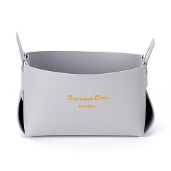 Gray PU Leather Storage Box, Cuboid, Gray, 17.5x11x12cm