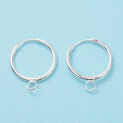 Серебро 201 серьги с обручем из нержавеющей стали, с горизонтальной петлей и 316 стержнем из хирургической нержавеющей стали, серебряные, 21.5x17x1.5 мм, отверстие : 2.5 мм, штифты : 1 мм